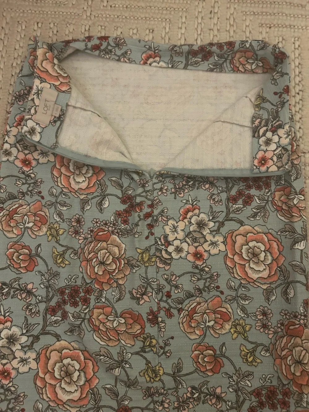 Loft Women's Sz 4 Cotton Blend Y2K Inspired Blue Pink Floral Pencil Skirt